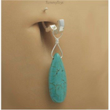 Changeable Long Turquiose Teardrop Belly Ring Swinger Charm - TummyToys