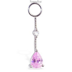 Changeable Pink CZ Belly Ring Swinger Charm - TummyToys