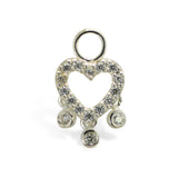 Heart CZ Charm With Bezel Drops Swinger Charm By Tummytoys - TummyToys