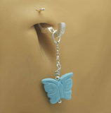 Changeable Turquoise Butterfly Belly Ring Swinger Charm - TummyToys