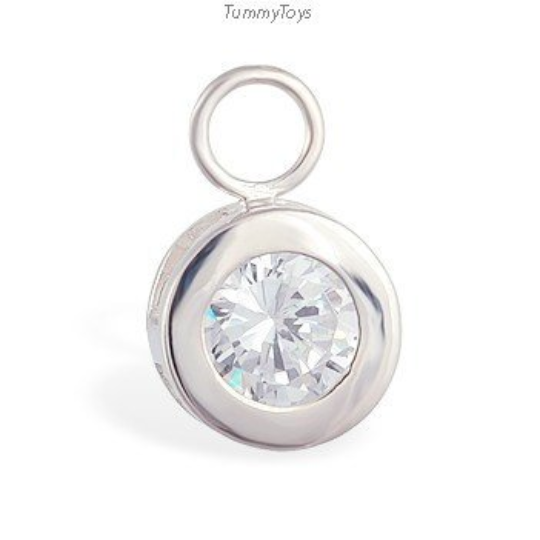 Stunning Changeable CZ Round Dangle Belly Ring Dangle Charm - TummyToys