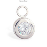 Stunning Changeable CZ Round Dangle Belly Ring Dangle Charm - TummyToys
