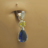 Changeable Sapphire Blue CZ Belly Ring Swinger Charm By Tummytoys - TummyToys