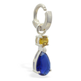 Changeable Sapphire Blue CZ Belly Ring Swinger Charm By Tummytoys - TummyToys