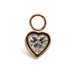 Solid 14K Yellow Gold Heart Belly Ring Dangle Charm CZ | Changeable - TummyToys