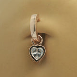 Solid 14K Yellow Gold Heart Belly Ring Dangle Charm CZ | Changeable - TummyToys