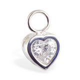 Changeable CZ Heart Belly Ring Swinger Charm ONLY In14k White Gold - TummyToys