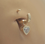 Solid 14K Yellow Gold Heart Belly Ring Dangle Charm CZ | Changeable - TummyToys