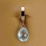 14K Rose Gold Belly Ring with Genuine Blue Topaz Charm - TummyToys