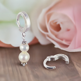 Freshwater Pearl Belly Ring | Sterling Silver Clasp with Double Pearl Dangle