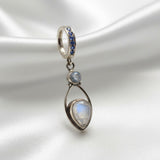 Moonstone Drop Charm On Deep Blue Sterling Silver Clasp By Tummytoys
