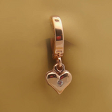 14K Rose Gold Belly Ring with Diamond Heart Dangle - TummyToys