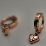 14K Rose Gold Belly Ring with Diamond Heart Dangle - TummyToys