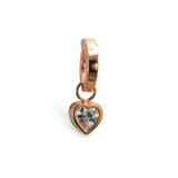 Rose Gold Belly Ring with CZ Heart Dangle Charm - TummyToys