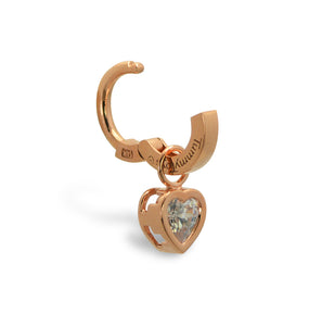 Rose Gold Belly Ring with CZ Heart Dangle Charm - TummyToys