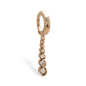 14K Rose Gold Belly Ring With Diamond Dangle - TummyToys