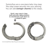 Purple Amethyst Quartz Belly Ring | Silver with Chain Dangle - TummyToys