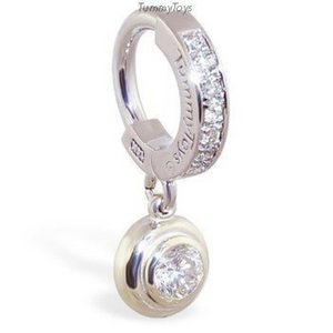 Custom 14K White Gold Belly Ring with Real Diamonds - TummyToys
