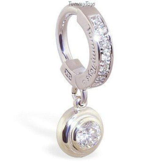 Custom 14K White Gold Belly Ring with Real Diamonds TummyToys