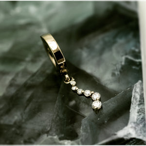 Custom 14K White Gold Diamond Belly Ring | White Gold Clasp with Diamond Dangle Charm - TummyToys