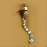 Custom 14K White Gold Diamond Belly Ring | White Gold Clasp with Diamond Dangle Charm - TummyToys