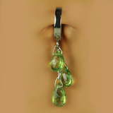 Solid 14K White Gold Belly Ring with Peridot Gemstone Dangle - TummyToys