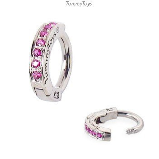 Exclusive 14K White Gold & Pink Sapphire Belly Ring - TummyToys