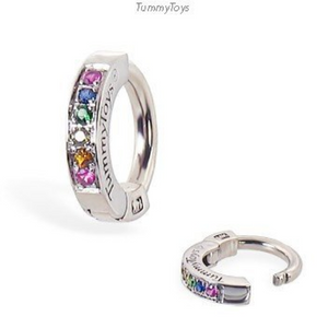 Exclusive 14K White Gold Rainbow Sapphire Belly Ring By Tummytoys - TummyToys