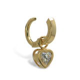 14K Yellow Gold Belly Ring With Swinger Heart CZ Charm By TummyToys - TummyToys