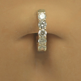 Solid 14K Yellow Gold Belly Ring with 5 Stunning Diamonds - TummyToys