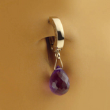 14K Yellow Gold Belly Ring with Beautiful Amethyst Dangle - TummyToys