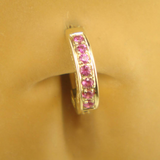 Custom 14K Yellow Gold Pink Sapphire Belly Button Ring - TummyToys