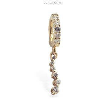 Custom 14K Yellow Gold Belly Button Ring with Diamond Charm | .25ct - TummyToys