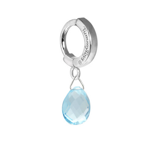 Solid Platinum Belly Ring with Blue Topaz Dangle Charm - TummyToys