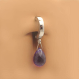 Solid Platinum Belly Button Ring with Amethyst Dangle Charm - TummyToys