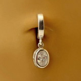 TummyToys Silver Oval Diamond CZ Belly Ring - TummyToys