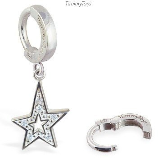TummyToys Silver Diamond CZ Star Belly Ring - TummyToys