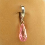 Pink Crystal Belly Ring | Solid Silver Clasp with Pink CZ Dangle - TummyToys