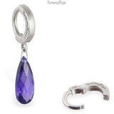 Dangling Purple CZ Belly Ring | Sterling Silver Clasp - TummyToys
