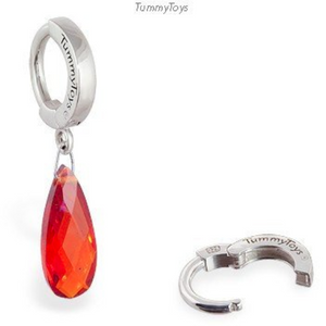 Dangling Burnt Orange CZ Belly Ring | Solid Silver Clasp with Orange CZ Dangle - TummyToys