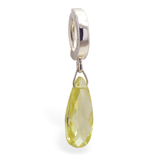 Lemon Ice Crystal Belly Ring Dangle on Plain Sterling Silver Clasp - TummyToys