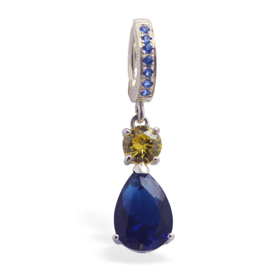 TummyToys Sapphire Blue And Yellow CZ Belly Ring | Solid Sterling Silver - TummyToys