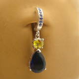 TummyToys Sapphire Blue And Yellow CZ Belly Ring | Solid Sterling Silver - TummyToys