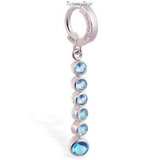 Long Blue CZ Dangle on Sterling Silver Belly Ring - TummyToys