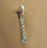 Long Blue CZ Dangle on Sterling Silver Belly Ring - TummyToys