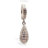 Multi Cz And Tear Drop Charm On Sterling Silver Pave Clasp By Tummytoys - TummyToys