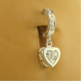 Sterling Silver Belly Ring with CZ Heart Dangle | Stunning and Sexy - TummyToys