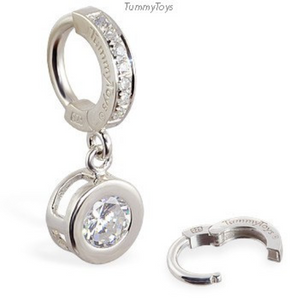 TummyToys Silver Sparkling Round CZ Belly Ring - TummyToys