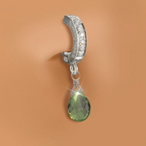 CZ Belly Ring with Green Peridot Briolette | Peridot Navel Ring - TummyToys