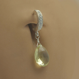 Lemon Quartz Briolette On CZ Pave Belly Ring | Quartz Body Jewelry - TummyToys